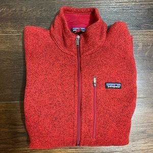 Men’s red Patagonia full zip better sweater in size XL.